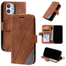 For iPhone 12 mini Skin Feel Splicing Horizontal Flip Leather Case with Holder & Card Slots & Wallet & Photo Frame(Brown)