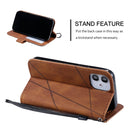 For iPhone 12 mini Skin Feel Splicing Horizontal Flip Leather Case with Holder & Card Slots & Wallet & Photo Frame(Brown)