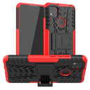 For Xiaomi Redmi 9C Tire Texture Shockproof TPU + PC Protective Case with Holder(Red)