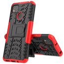 For Xiaomi Redmi 9C Tire Texture Shockproof TPU + PC Protective Case with Holder(Red)