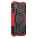 For Xiaomi Redmi 9C Tire Texture Shockproof TPU + PC Protective Case with Holder(Red)