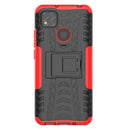 For Xiaomi Redmi 9C Tire Texture Shockproof TPU + PC Protective Case with Holder(Red)
