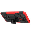 For Xiaomi Redmi 9C Tire Texture Shockproof TPU + PC Protective Case with Holder(Red)