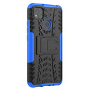 For Xiaomi Redmi 9C Tire Texture Shockproof TPU + PC Protective Case with Holder(Blue)