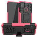 For Xiaomi Redmi 9C Tire Texture Shockproof TPU + PC Protective Case with Holder(Rose Red)