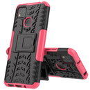 For Xiaomi Redmi 9C Tire Texture Shockproof TPU + PC Protective Case with Holder(Rose Red)