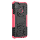 For Xiaomi Redmi 9C Tire Texture Shockproof TPU + PC Protective Case with Holder(Rose Red)