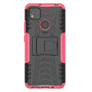 For Xiaomi Redmi 9C Tire Texture Shockproof TPU + PC Protective Case with Holder(Rose Red)