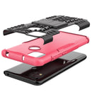 For Xiaomi Redmi 9C Tire Texture Shockproof TPU + PC Protective Case with Holder(Rose Red)