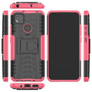 For Xiaomi Redmi 9C Tire Texture Shockproof TPU + PC Protective Case with Holder(Rose Red)