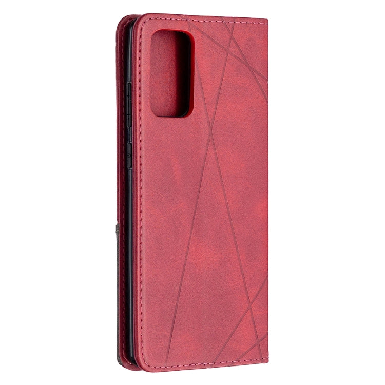 For Samsung Galaxy Note 20 Rhombus Texture Horizontal Flip Magnetic Leather Case with Holder & Card Slots & Wallet(Red)