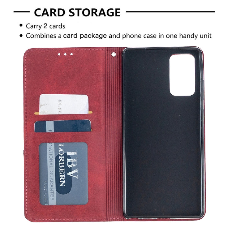 For Samsung Galaxy Note 20 Rhombus Texture Horizontal Flip Magnetic Leather Case with Holder & Card Slots & Wallet(Red)
