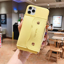 For iPhone 11 Pro Max Solid Color TPU Handheld Protective Case with Wallet & Chain(Yellow)