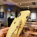 For iPhone 11 Pro Max Solid Color TPU Handheld Protective Case with Wallet & Chain(Yellow)