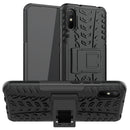 For Xiaomi Redmi 9A Tire Texture Shockproof TPU+PC Protective Case with Holder(Black)