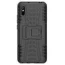For Xiaomi Redmi 9A Tire Texture Shockproof TPU+PC Protective Case with Holder(Black)