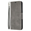 For OPPO Find X2 Neo Retro Lambskin Texture Pure Color Horizontal Flip PU Leather Case, with Holder & Card Slots & Wallet & Lanyard(Grey)