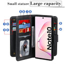 For Samsung Galaxy Note10 Multifunctional Magnetic Copper Buckle Horizontal Flip Solid Color Leather Case with 10 Card Slots & Wallet & Holder & Photo Frame(Dark Green)