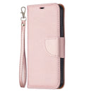 For iPhone 12 / 12 Pro Litchi Texture Pure Color Horizontal Flip Leather Case with Holder & Card Slots & Wallet & Lanyard(Rose Gold)
