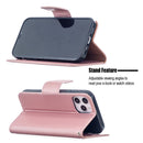 For iPhone 12 / 12 Pro Litchi Texture Pure Color Horizontal Flip Leather Case with Holder & Card Slots & Wallet & Lanyard(Rose Gold)