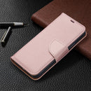 For iPhone 12 / 12 Pro Litchi Texture Pure Color Horizontal Flip Leather Case with Holder & Card Slots & Wallet & Lanyard(Rose Gold)