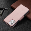 For iPhone 12 / 12 Pro Litchi Texture Pure Color Horizontal Flip Leather Case with Holder & Card Slots & Wallet & Lanyard(Rose Gold)