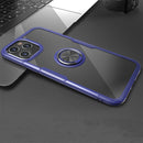 For iPhone 12 / 12 Pro Shockproof Transparent TPU + Acrylic Protective Case with Ring Holder(Blue)