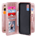 For Samsung Galaxy A31 / A315 Multifunctional Magnetic Copper Buckle Horizontal Flip Solid Color Leather Case with 10 Card Slots & Wallet & Holder & Photo Frame(Rose Gold)