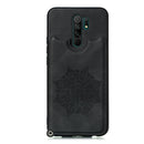 For Xiaomi Redmi Note 8 Pro Mandala Embossed PU + TPU Case with Holder & Card Slots & Photo Frame & Strap(Black)