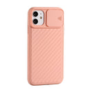 For iPhone 12 Pro Max Sliding Camera Cover Design Twill Anti-Slip TPU Case(Pink)