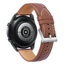 For Samsung Galaxy Watch3 41mm Leather Silver Buckle Watch Band(Light Brown)