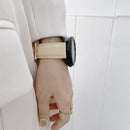 For Samsung Galaxy Watch3 41mm Leather Silver Buckle Watch Band(Light Brown)