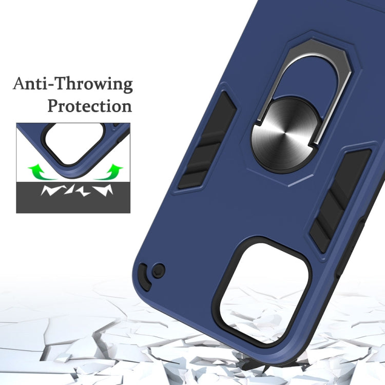 For iPhone 12 / 12 Pro 2 in 1 Armour Series PC + TPU Protective Case with Ring Holder(Dark Blue)