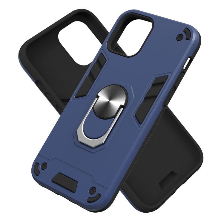 For iPhone 12 / 12 Pro 2 in 1 Armour Series PC + TPU Protective Case with Ring Holder(Royal Blue)