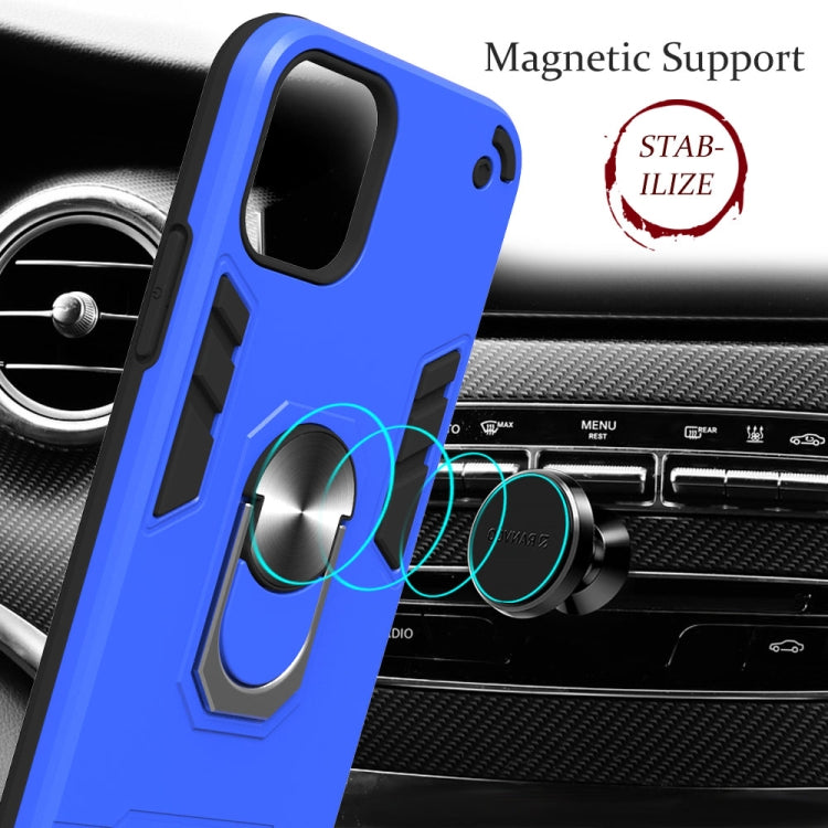For iPhone 12 / 12 Pro 2 in 1 Armour Series PC + TPU Protective Case with Ring Holder(Royal Blue)