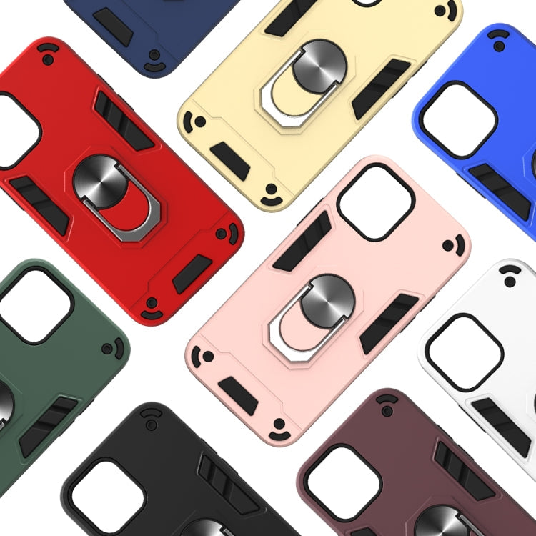 For iPhone 12 / 12 Pro 2 in 1 Armour Series PC + TPU Protective Case with Ring Holder(Royal Blue)