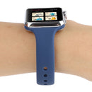 For Apple Watch Series 7 41mm / 6 & SE & 5 & 4 40mm / 3 & 2 & 1 38mm Thin Silicone Double Buckle Watch Band(Navy Blue)