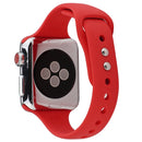 For Apple Watch Series 7 41mm / 6 & SE & 5 & 4 40mm / 3 & 2 & 1 38mm Thin Silicone Double Buckle Watch Band(Rose Red)