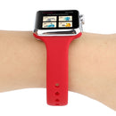 For Apple Watch Series 7 41mm / 6 & SE & 5 & 4 40mm / 3 & 2 & 1 38mm Thin Silicone Double Buckle Watch Band(Rose Red)