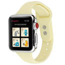 For Apple Watch Series 7 41mm / 6 & SE & 5 & 4 40mm / 3 & 2 & 1 38mm Thin Silicone Double Buckle Watch Band(Cream Yellow)