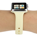 For Apple Watch Series 7 41mm / 6 & SE & 5 & 4 40mm / 3 & 2 & 1 38mm Thin Silicone Double Buckle Watch Band(Cream Yellow)