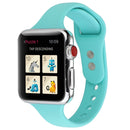 For Apple Watch Series 7 41mm / 6 & SE & 5 & 4 40mm / 3 & 2 & 1 38mm Thin Silicone Double Buckle Watch Band(Mint Green)