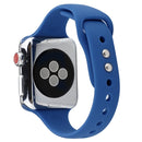 For Apple Watch Series 7 41mm / 6 & SE & 5 & 4 40mm / 3 & 2 & 1 38mm Thin Silicone Double Buckle Watch Band(Royal Blue)