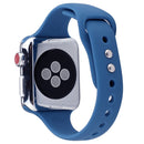 For Apple Watch Series 7 41mm / 6 & SE & 5 & 4 40mm / 3 & 2 & 1 38mm Thin Silicone Double Buckle Watch Band(Ceramic Blue)