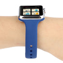 For Apple Watch Series 7 41mm / 6 & SE & 5 & 4 40mm / 3 & 2 & 1 38mm Thin Silicone Double Buckle Watch Band(Ceramic Blue)