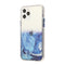 For iPhone 12 / 12 Pro Marble Pattern Glittery Powder Shockproof TPU + Acrylic Protective Case with Detachable Buttons(Blue)