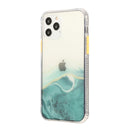 For iPhone 12 / 12 Pro Marble Pattern Glittery Powder Shockproof TPU + Acrylic Protective Case with Detachable Buttons(Green)