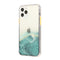 For iPhone 12 / 12 Pro Marble Pattern Glittery Powder Shockproof TPU + Acrylic Protective Case with Detachable Buttons(Green)