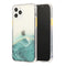 For iPhone 12 / 12 Pro Marble Pattern Glittery Powder Shockproof TPU + Acrylic Protective Case with Detachable Buttons(Green)