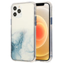For iPhone 12 mini Marble Pattern Glittery Powder Shockproof TPU + Acrylic Protective Case with Detachable Buttons(Baby Blue)